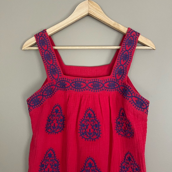 {Skies Are Blue} Embroidered Tank Top in Red & Blue - Womens XS -  NWT - Picture 2 of 8
